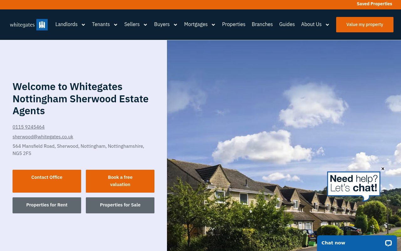 Whitegates Nottingham Sherwood Lettings & Estate Agents website screenshot