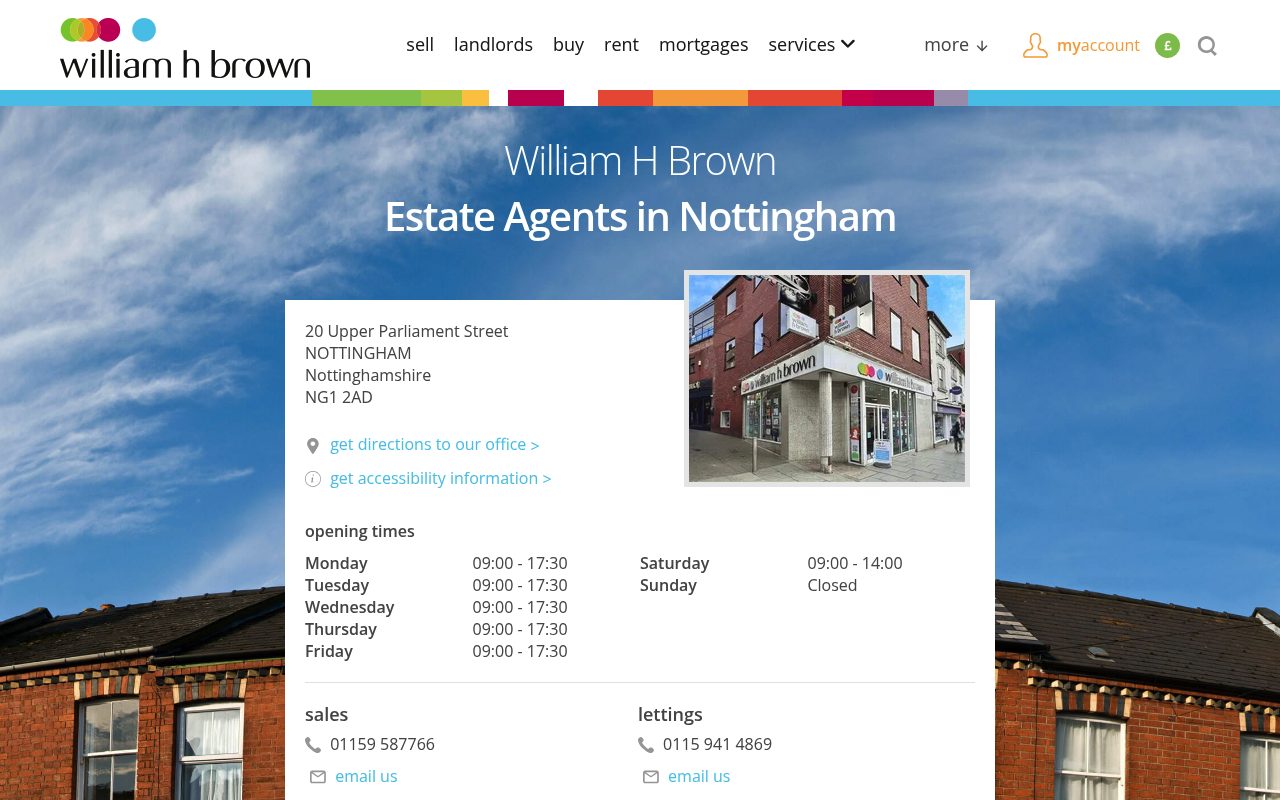 William H Brown Estate Agents Nottingham website screenshot