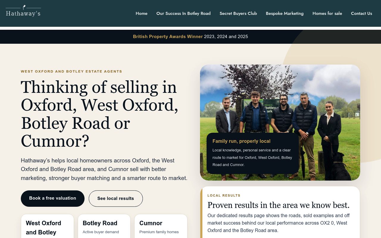 Hathaways Estate & Lettings Agency website screenshot