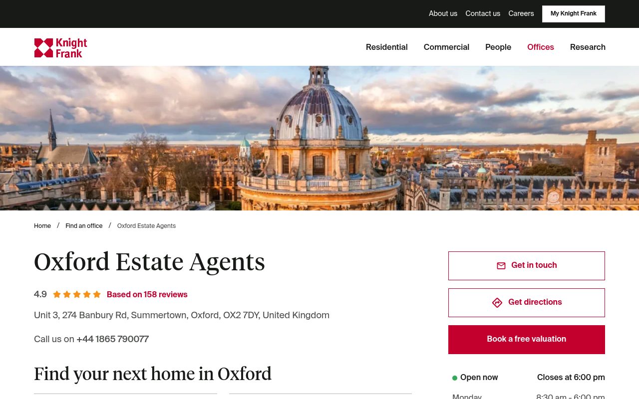 Knight Frank Oxford Estate Agents website screenshot