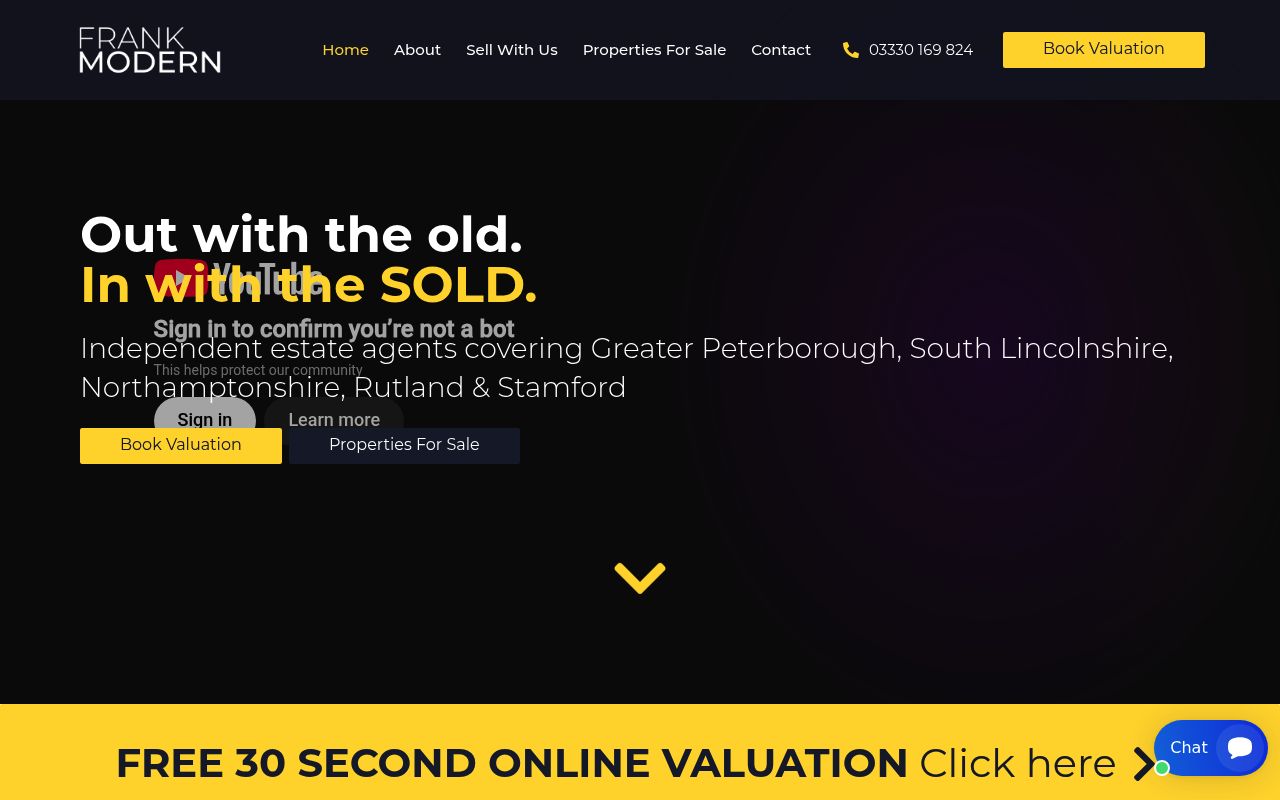 Frank Modern Estate Agents website screenshot