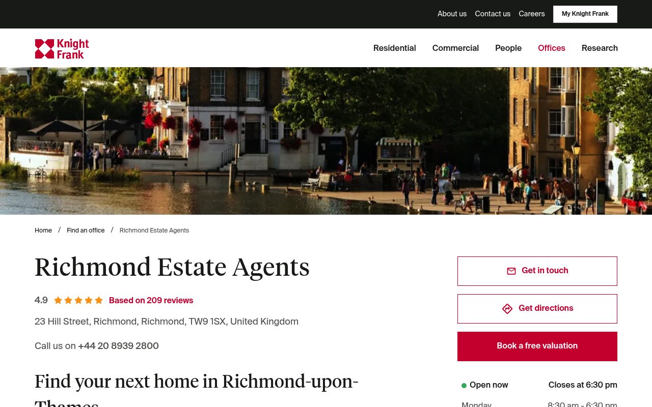 Knight Frank Richmond Estate Agents website screenshot