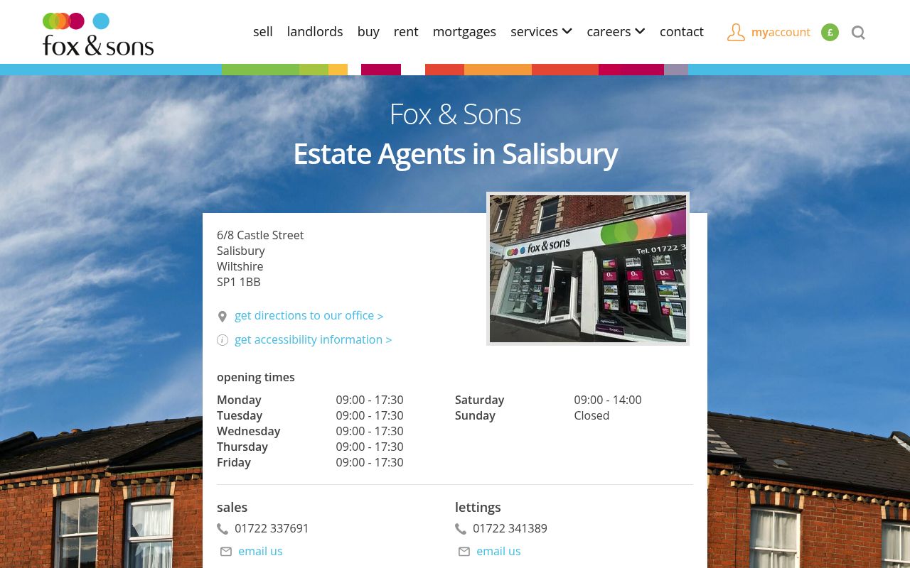 Fox and Sons Salisbury website screenshot