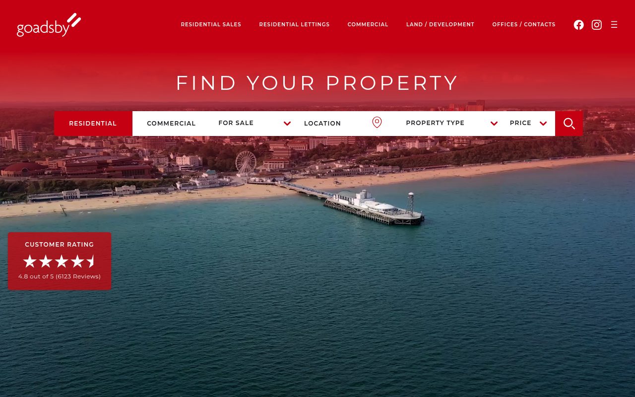 Goadsby Estate Agents website screenshot