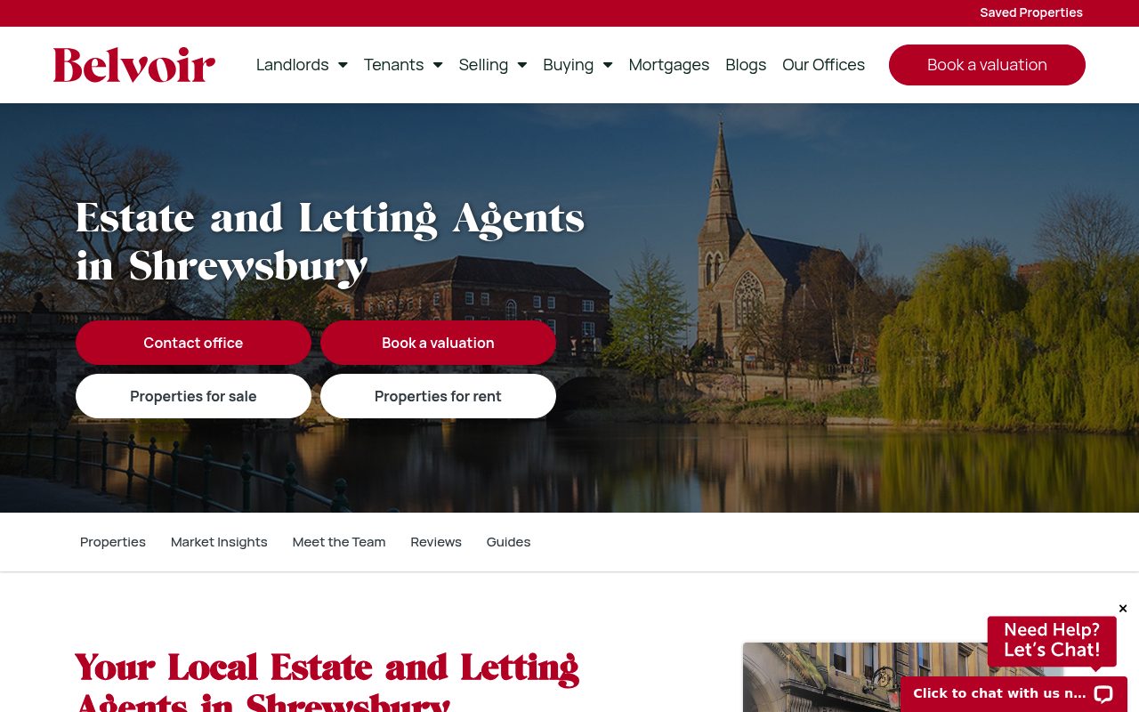 Belvoir Shrewsbury Estate & Letting Agents website screenshot