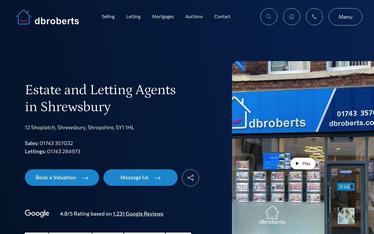 DB Roberts - Estate Agents and Letting Agents in Shrewsbury website screenshot