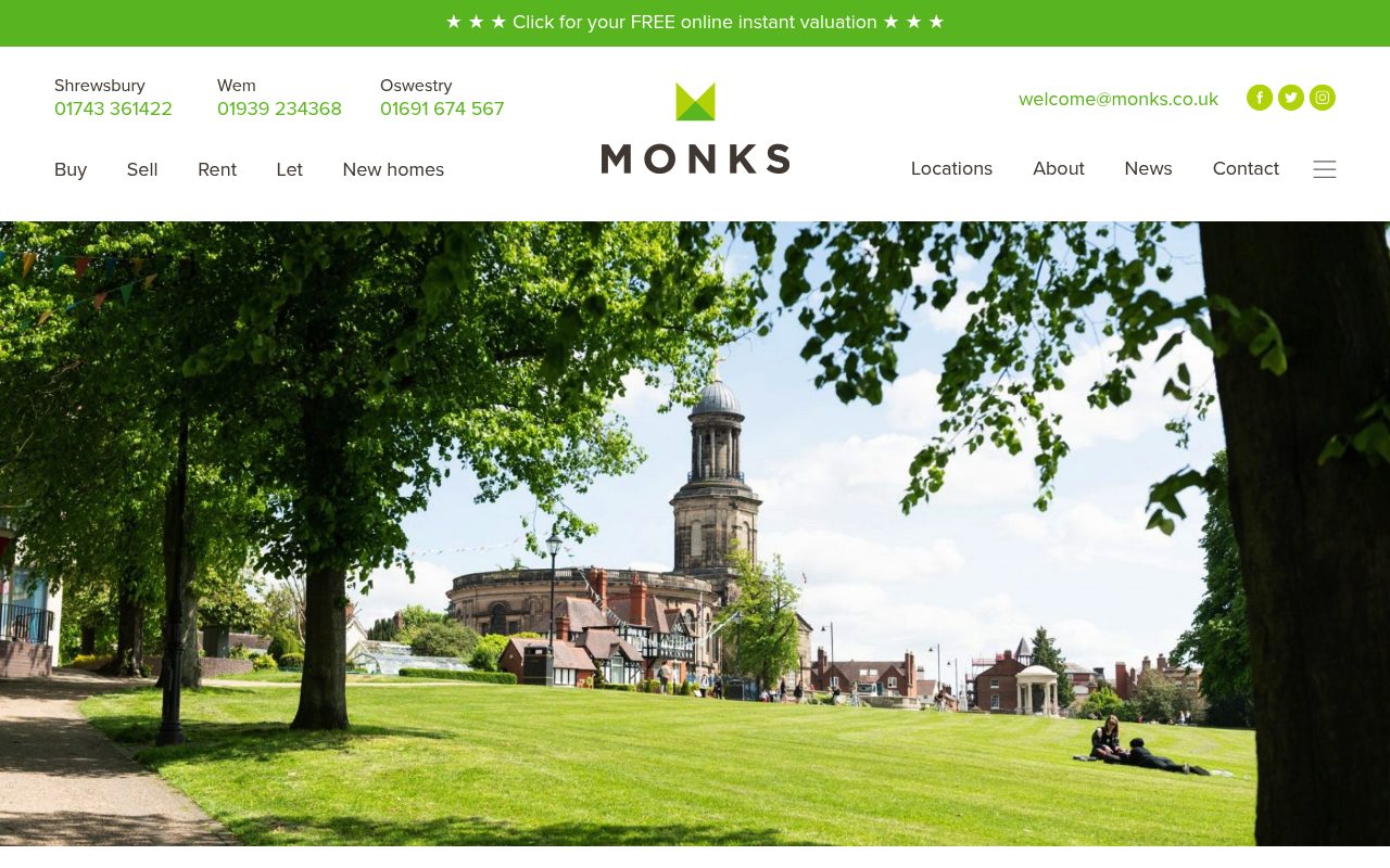 Monks Estate Agents Shrewsbury website screenshot