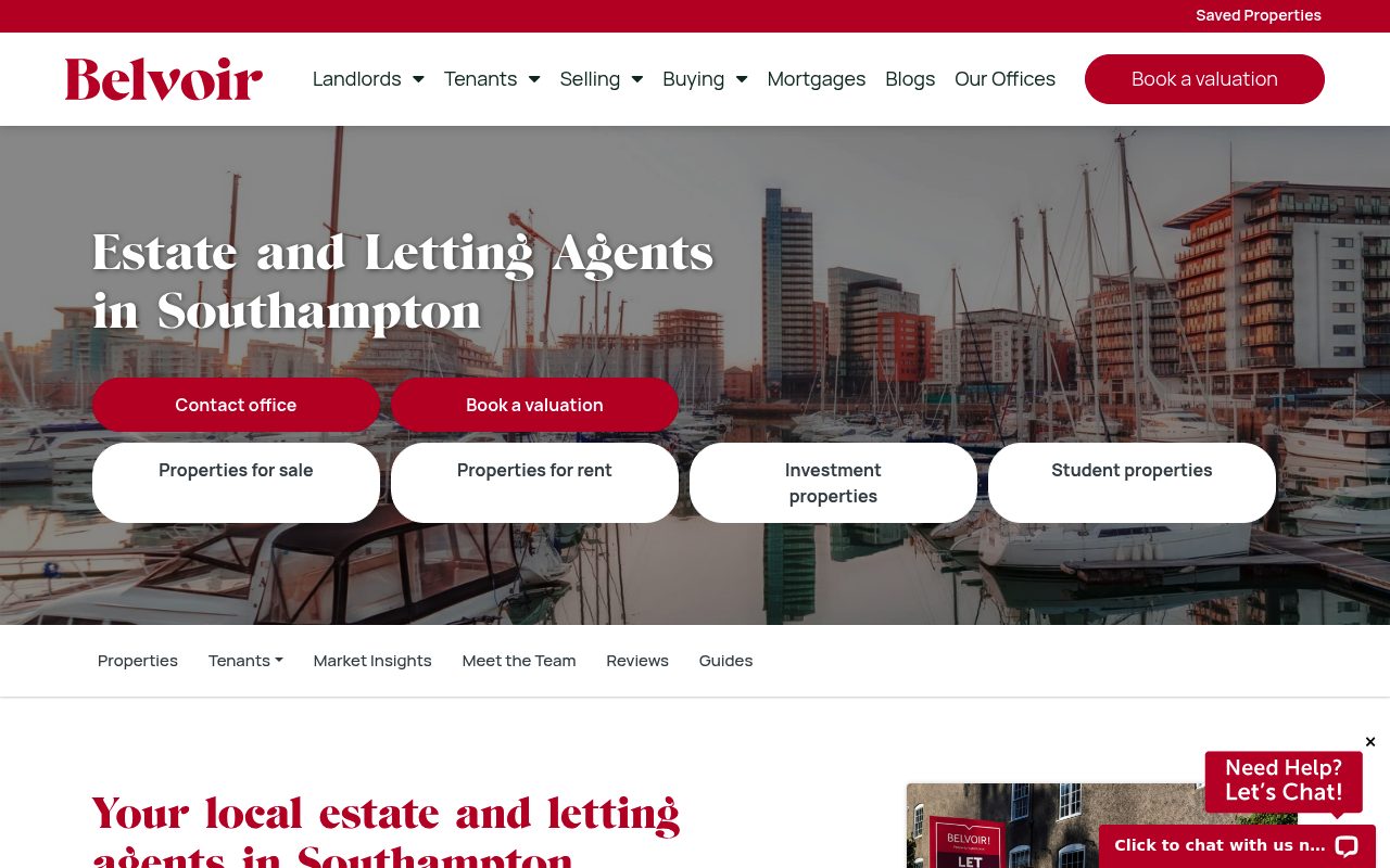 Belvoir Southampton website screenshot