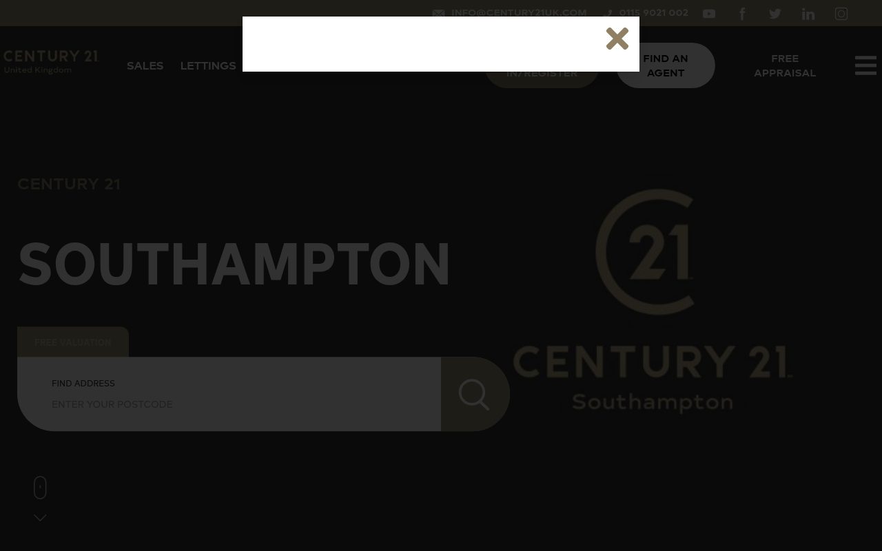 CENTURY21 SOUTHAMPTON LETTINGS AND ESTATE AGENCY website screenshot