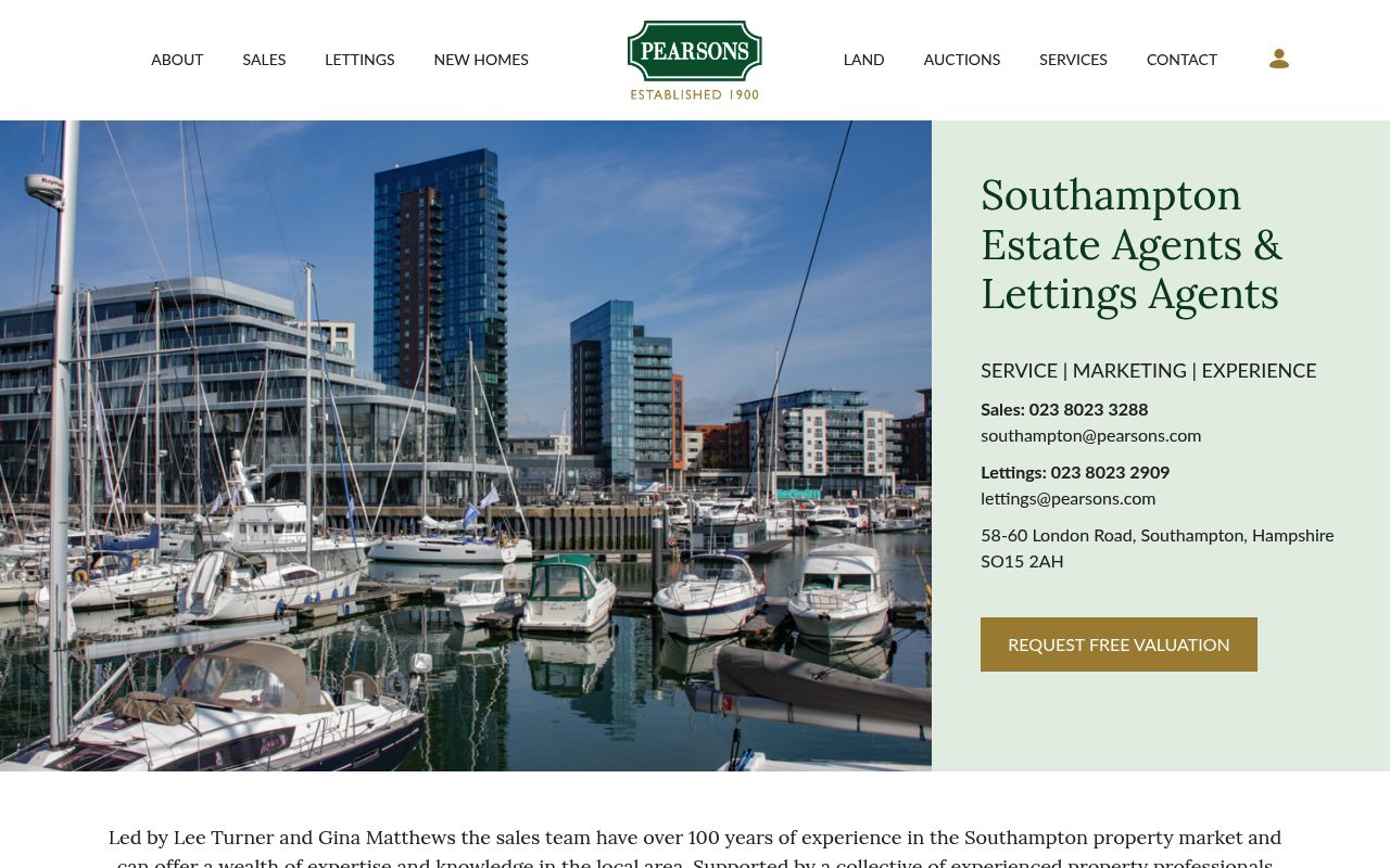Pearsons Estate Agents Southampton website screenshot