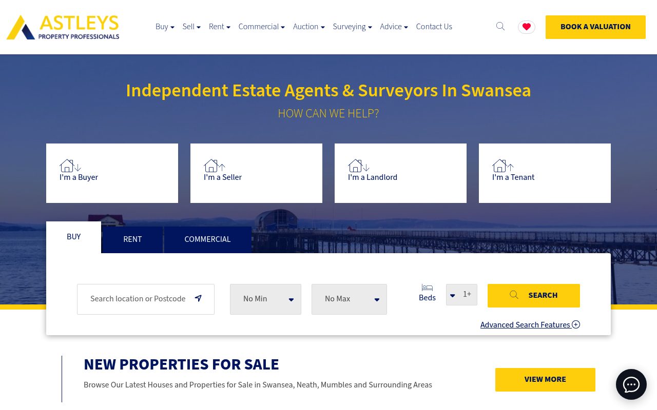 Astleys Estate Agents Swansea website screenshot