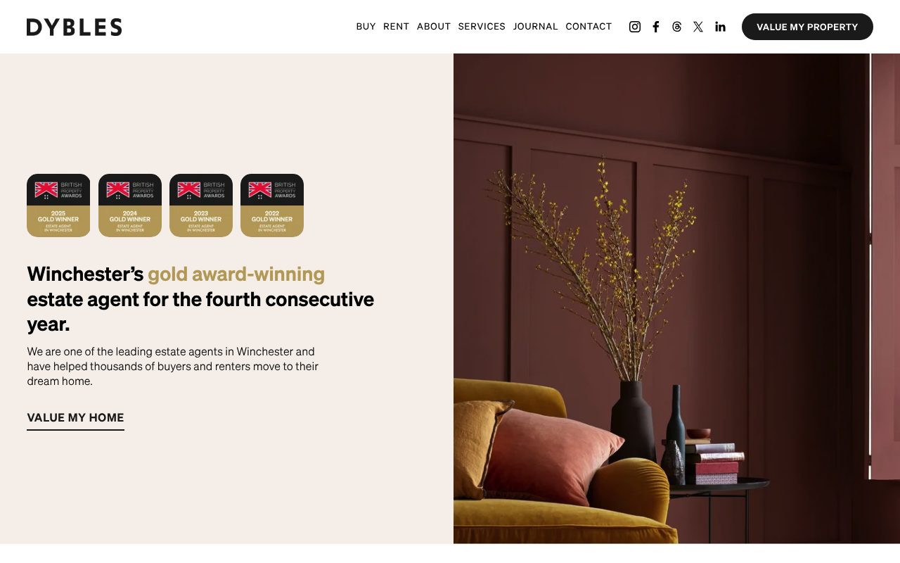 Dybles Estate Agents website screenshot