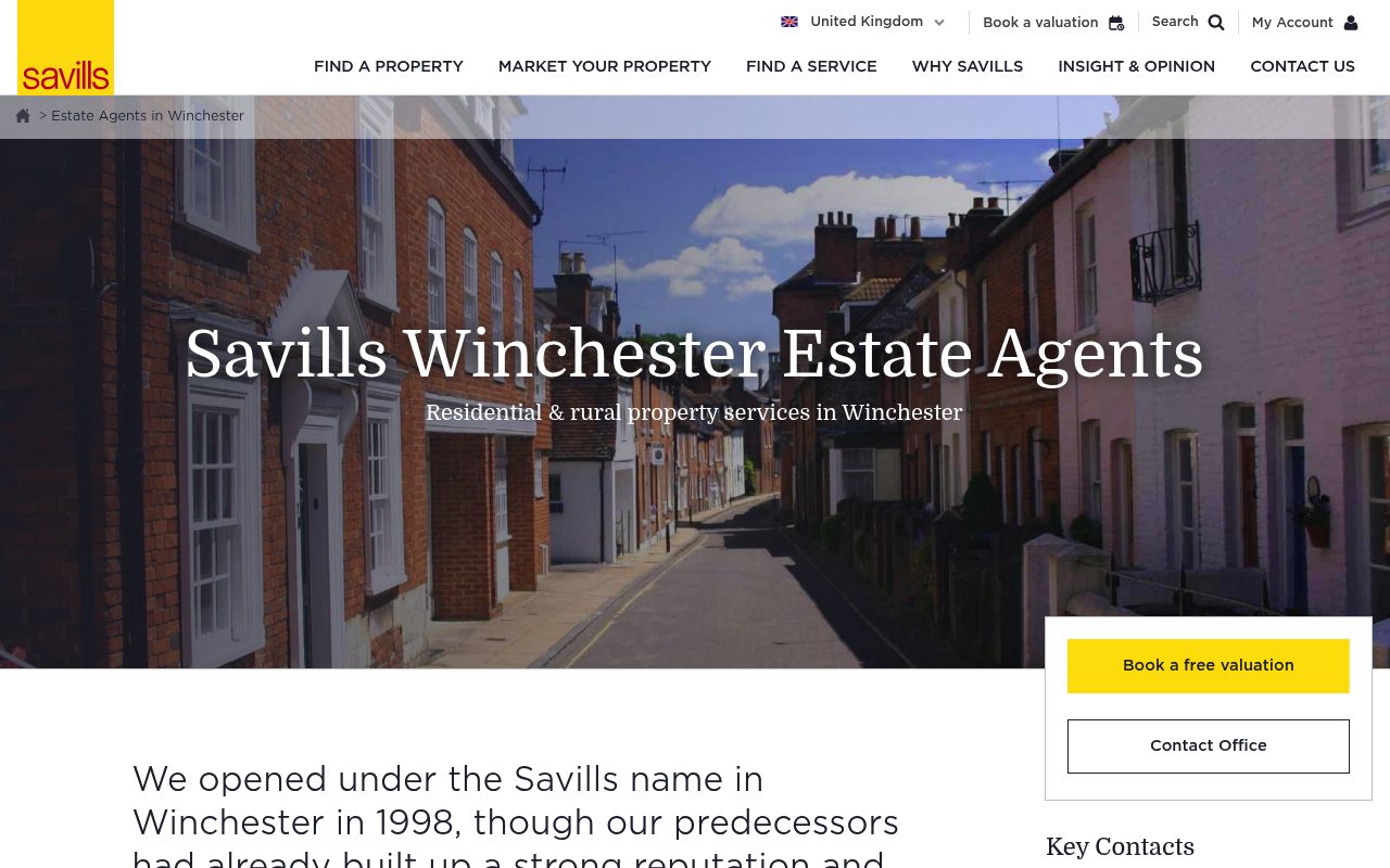 Savills Winchester Estate Agents website screenshot