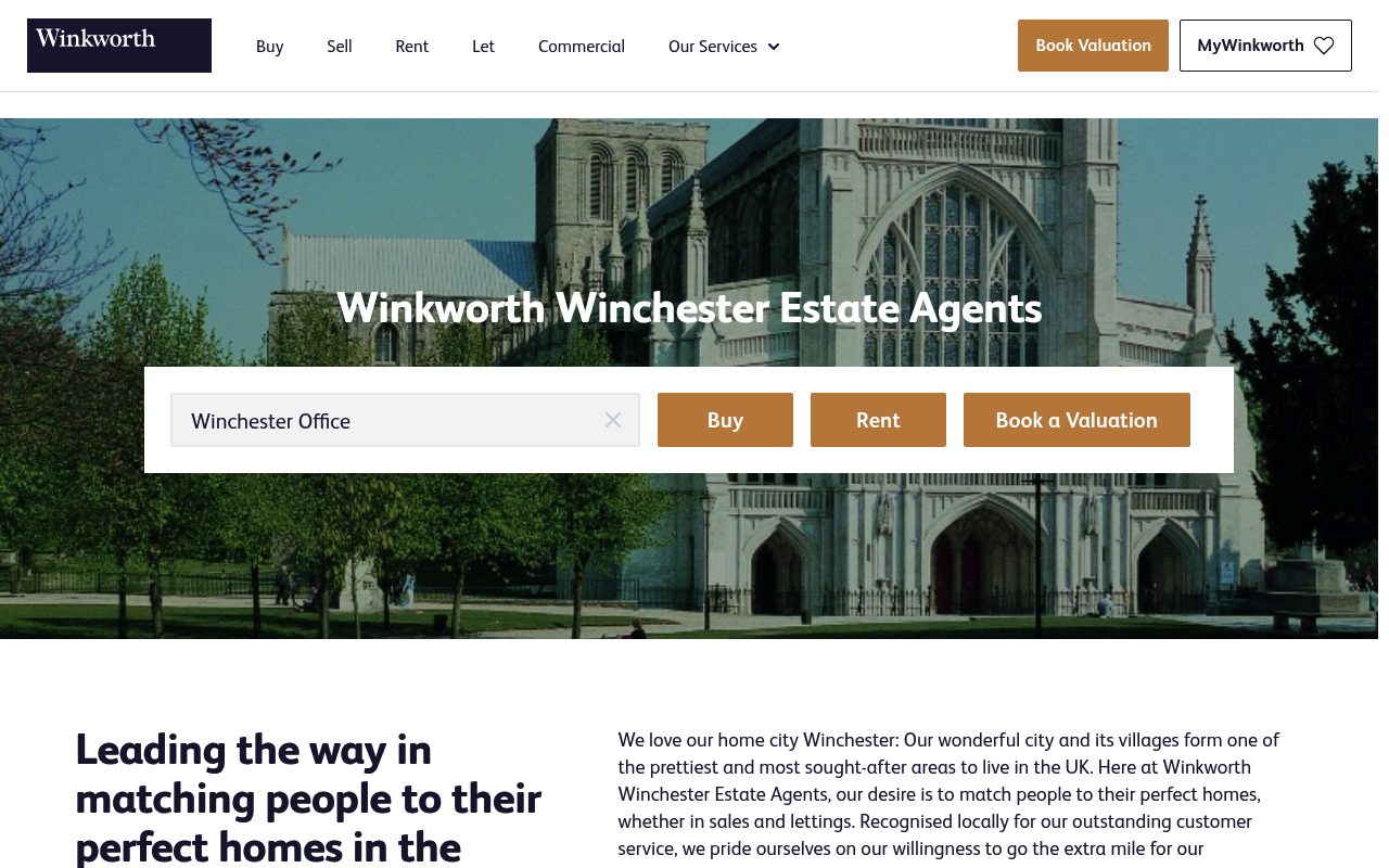 Winkworth Winchester Estate Agents website screenshot