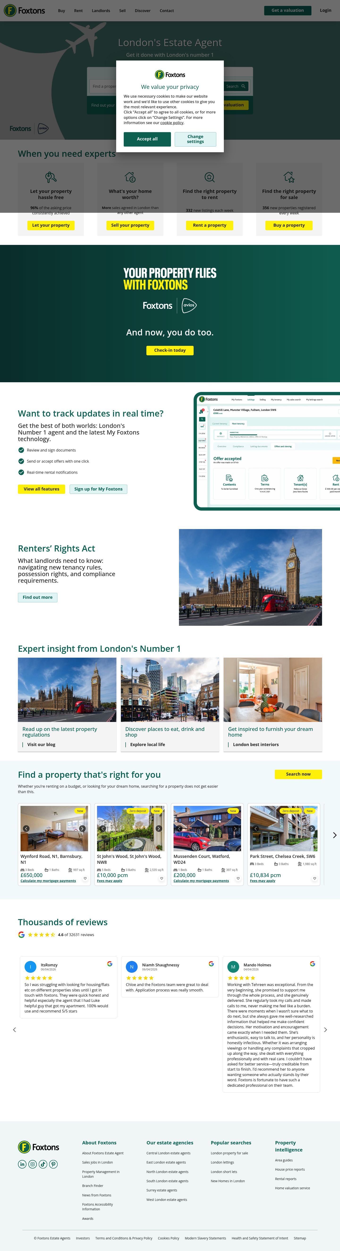 Foxtons website screenshot